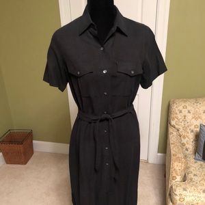 Black collared button up maxi dress